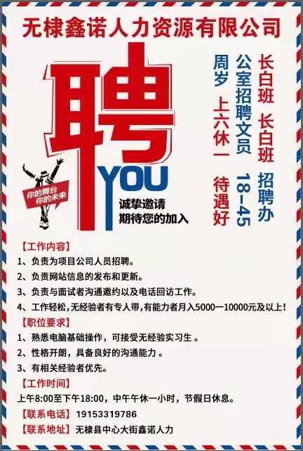 无棣最新招聘信息汇总